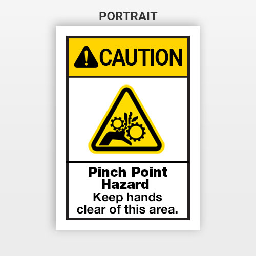 Caution! Pinch Point Hazard - Safety Sticker
